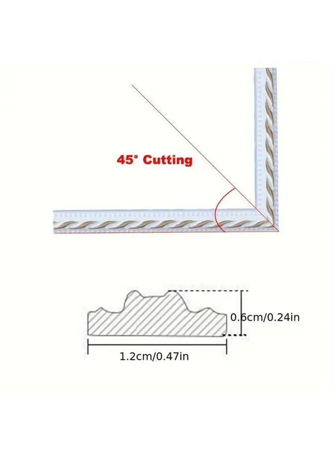 White Golden Self Adhesive PVC Wall Trim Snap To Fit Mirror Frame Door Window - Image 3